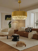 Luxury gold crystal water droplet pendant lights dining room fixture