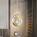 Luxury gold deer crystal ball chandelier bedroom pendant light