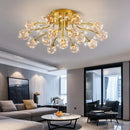 Luxury gold dendritic crystal ceiling lamp for dining room shades