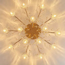 Luxury gold dendritic crystal ceiling lamp for dining room shades