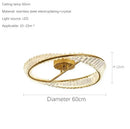 Luxury gold dna spiral crystal chandelier living room ring light