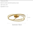Luxury gold dna spiral crystal chandelier living room ring light