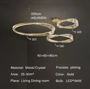 Luxury gold dna spiral crystal chandelier living room ring light