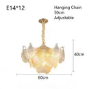 Luxury gold glass shell ceiling pendant light for bedroom