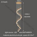 Luxury gold led staircase chandelier crystal living room pendant light