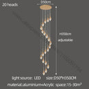Luxury gold led staircase chandelier crystal living room pendant light