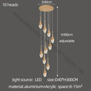 Luxury gold led staircase chandelier crystal living room pendant light
