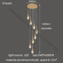 Luxury gold led staircase chandelier crystal living room pendant light
