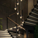 Luxury gold led staircase chandelier crystal living room pendant light