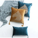 Luxury gold rhinestone square pillow with beaded horse bedroom accent