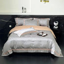 Luxury gold & silver brocade satin jacquard bedding set bedroom