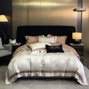 Luxury gold & silver brocade satin jacquard bedding set bedroom