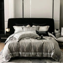 Luxury gold & silver brocade satin jacquard bedding set bedroom
