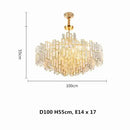 Luxury gold steel crystal pendant chandelier dining room light