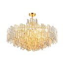 Luxury gold steel crystal pendant chandelier dining room light