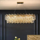 Luxury gold steel crystal pendant chandelier dining room light