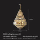 Luxury gold tiered crystal pendant chandelier dining room light