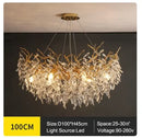 Luxury golden branch ceiling chandelier for living room crystal led