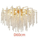 Luxury golden branch crystal tassel led chandelier dining room light