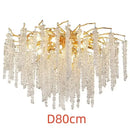 Luxury golden branch crystal tassel led chandelier dining room light