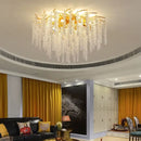Luxury golden branch crystal tassel led chandelier dining room light