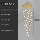 Luxury golden decorbites crystal ball led rotating stair chandelier
