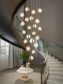 Luxury golden decorbites crystal ball led rotating stair chandelier