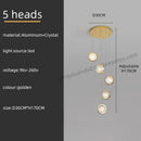 Luxury golden decorbites crystal ball led rotating stair chandelier