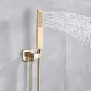 Luxury golden hammered rectangular shower faucet set bathroom rain tap