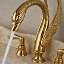 Luxury golden swan dual handle bathroom faucet with feather detail