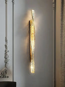 Luxury golden twisted crystal led wall sconce bedroom light