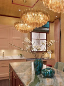 Luxury gray glass chandelier dining room smoked crystal light fixture