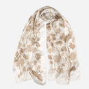 Esmeralda - Silk Scarf Shawl - Soft White & Gold