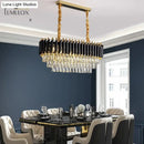 Luxury k9 crystal tiered chandelier black & gold dining room light