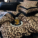 Luxury leopard print lyocell cotton bedding set bedroom satin finish