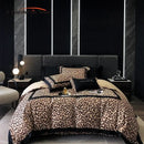 Luxury leopard print lyocell cotton bedding set bedroom satin finish
