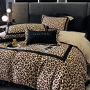 Luxury leopard print lyocell cotton bedding set bedroom satin finish
