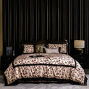 Luxury leopard print satin bedding set bedroom duvet cover cream black