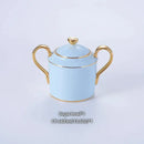 Luxury light blue bone china coffee set with rack dining room