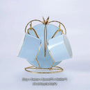 Luxury light blue bone china coffee set with rack dining room