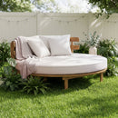 Alora Luxury Outdoor Acacia Wood Round Daybed With Cushions And Pillows (SAK40613)