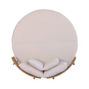 Alora Luxury Outdoor Acacia Wood Round Daybed With Cushions And Pillows (SAK40613)