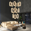 Luxury oval gold decorbites crystal rings chandelier staircase light