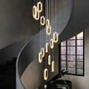 Luxury oval gold decorbites crystal rings chandelier staircase light