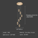Luxury oval gold decorbites crystal rings chandelier staircase light