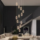 Luxury oval gold decorbites crystal rings chandelier staircase light