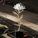 Luxury porcelain crystal rose decor blue & gold living room ornament