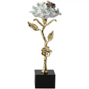 Luxury porcelain crystal rose decor blue & gold living room ornament