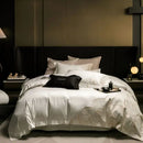 Luxury red & white lotus embroidered cotton bedding set bedroom