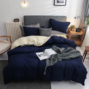 Luxury satin light gray & navy duvet cover set bedroom bedding